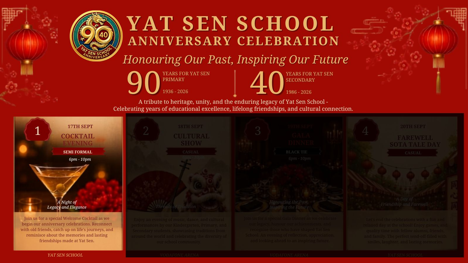 YSS 90/40 Anniversary Celebration - DAY 1 Cocktail Evening Poster