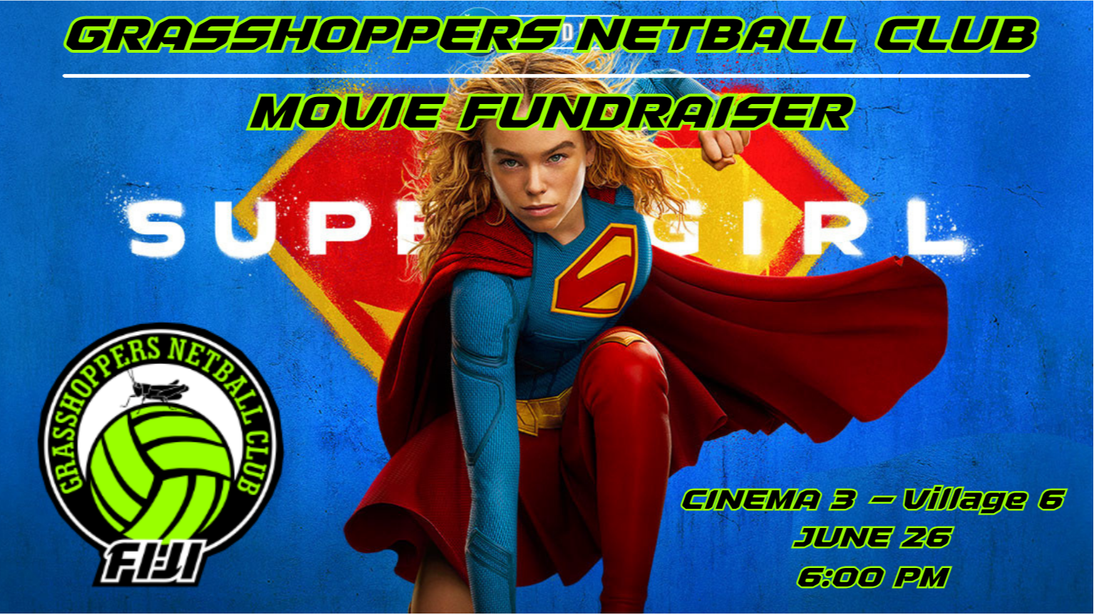 Grasshoppers Netball Club Movie Fundraiser Poster